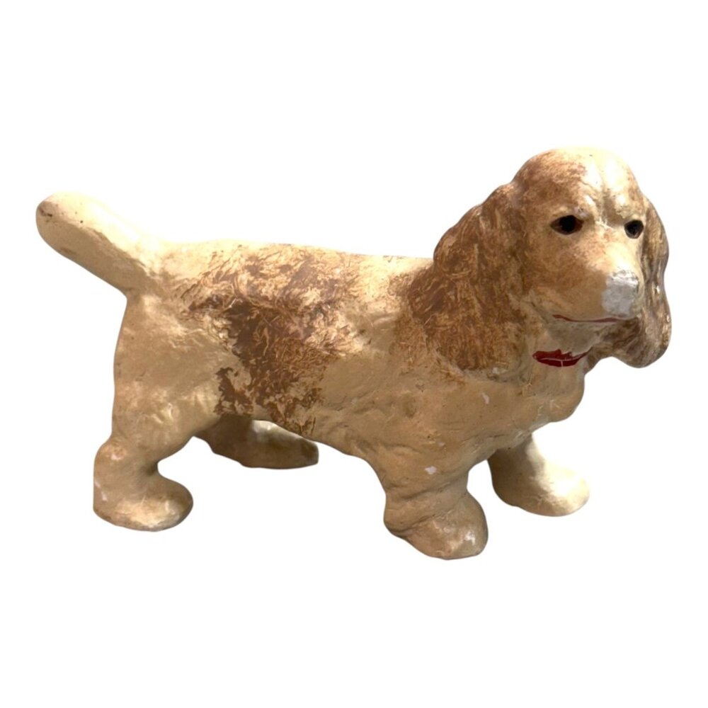 Vintage Cocker Spaniel Dog Figurine Hand Painted Ceramic Statue Puppy 4" READ